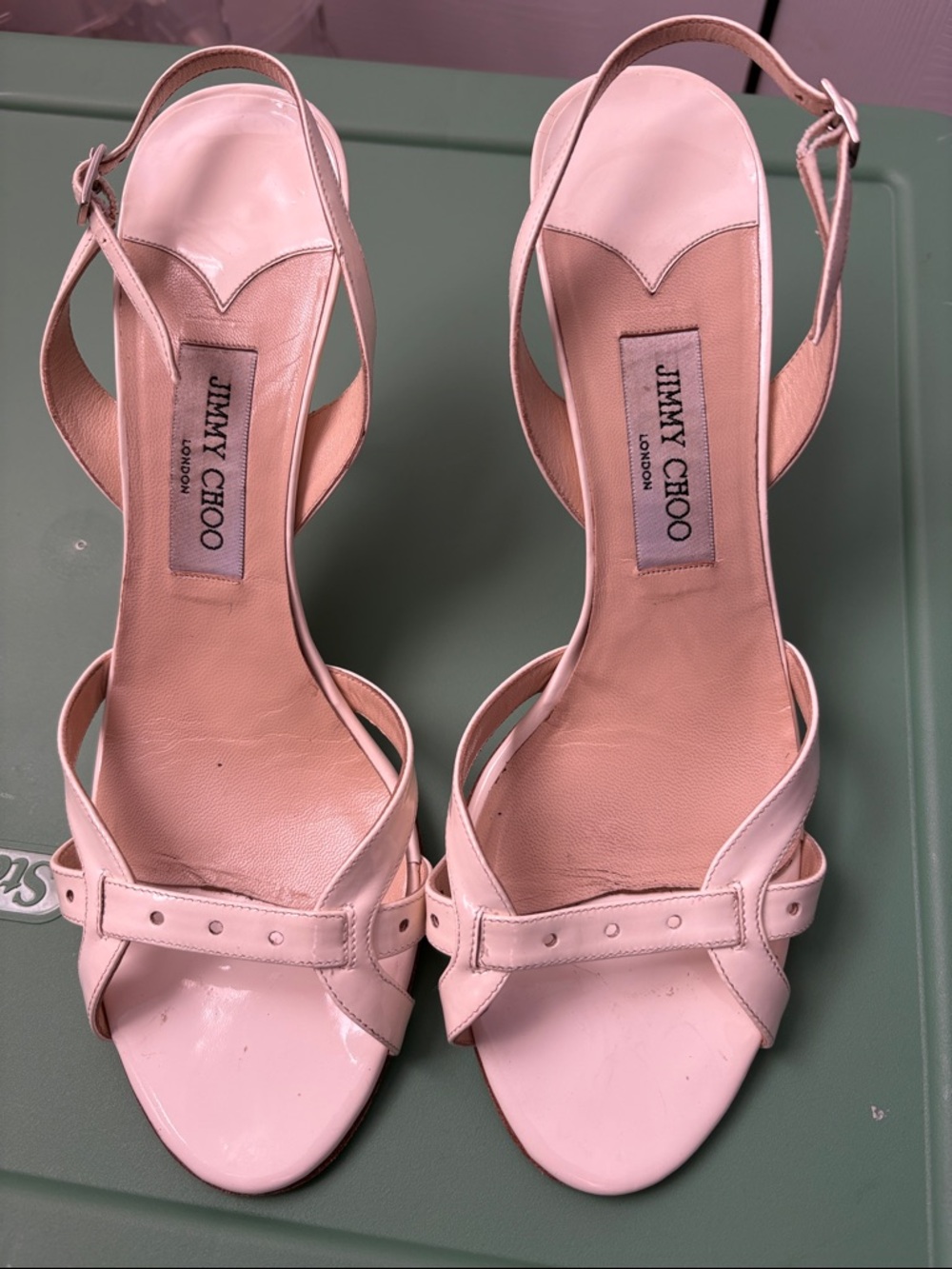 Jimmy Choo White Leather Open-Toe Slingback Heels